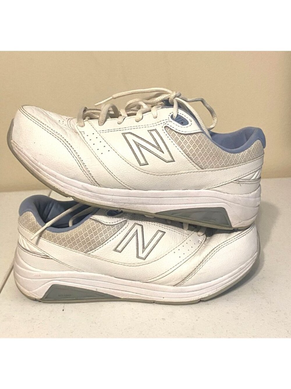 Women's New Balance White/Blue Leather 928v3 Walking Shoes Size 7.5 4E WIDE